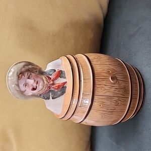 Vintage Ceramic Barrel Figurine Tobacco Jar. Made In Germany